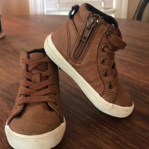 High top faux leather sneakers